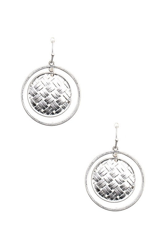 ROUND WOVEN METAL ACCENT EARRING