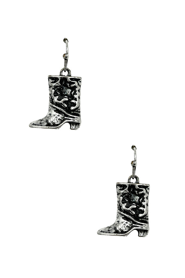 Etched Boot Drop Earring