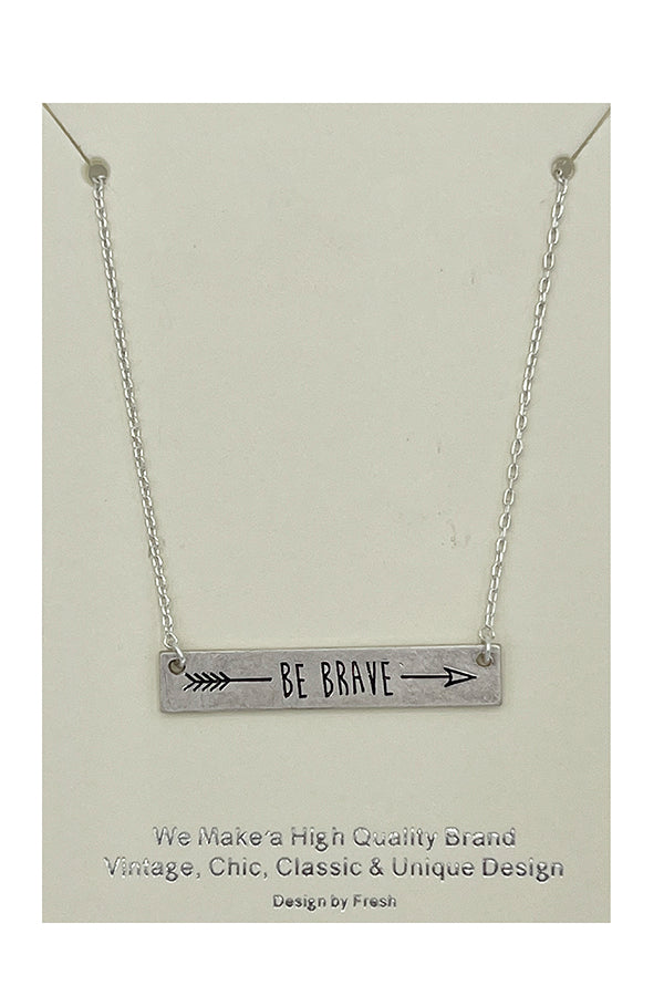 Arrow Brave Bar Pendant Necklace
