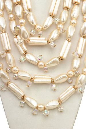 LAYERED PEARL BAR STATEMENT NECKLACE SET