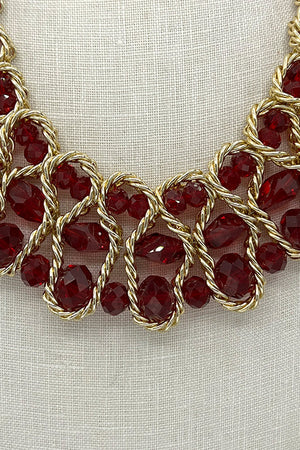 Woven Chain Faceted Glass Bead Necklace Set