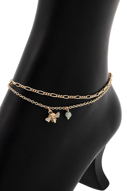 SEMI PRECIOUS BEE ACCENT ANKLET