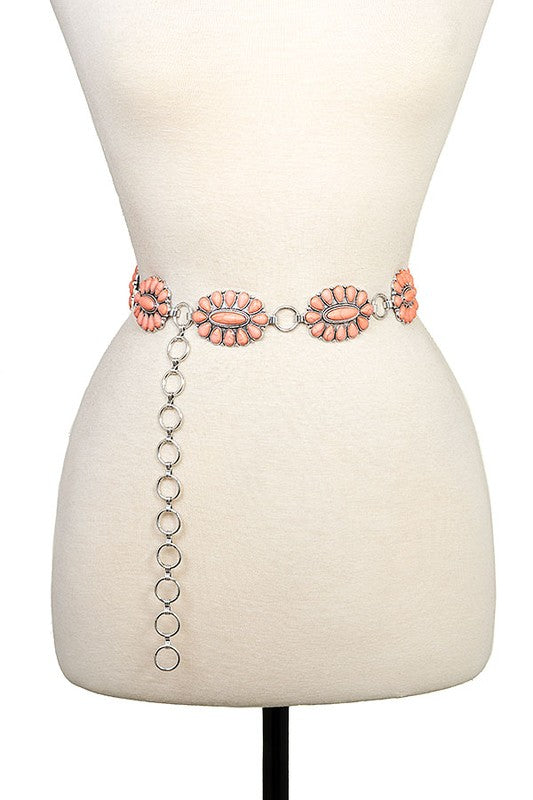 FLORAL GEM LINK CHAIN BELT