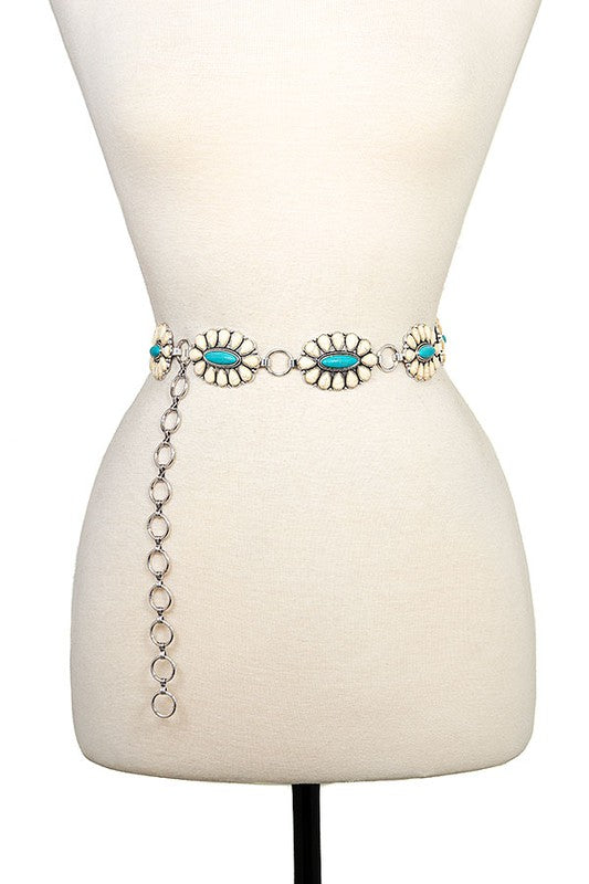 FLORAL GEM LINK CHAIN BELT