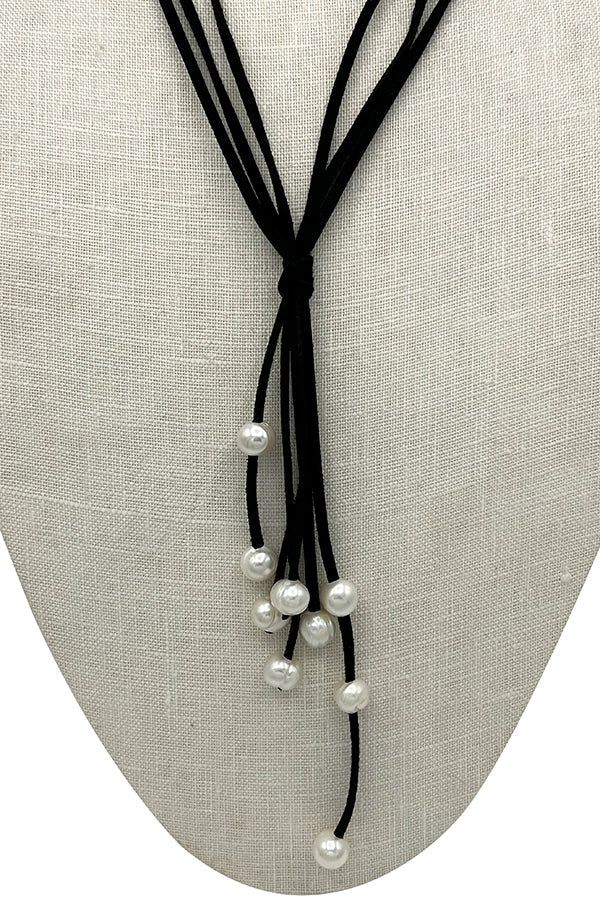 Fringe Dangle Freshwater Pearl Cord Necklace