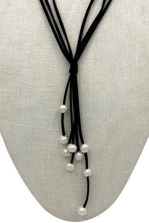 Fringe Dangle Freshwater Pearl Cord Necklace