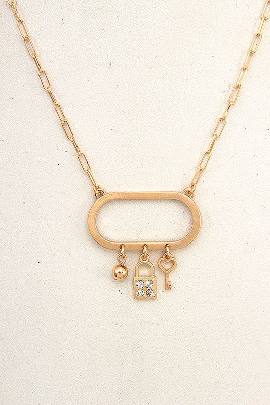 LOCK PENDANT NECKLACE SET