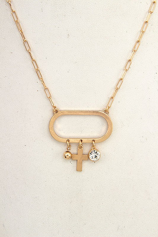 CROSS GEM PENDANT NECKLACE SET