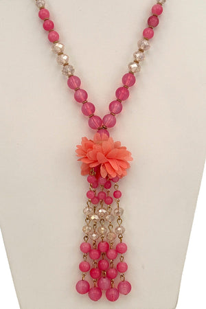 Elongated Floral Bead Necklace Set