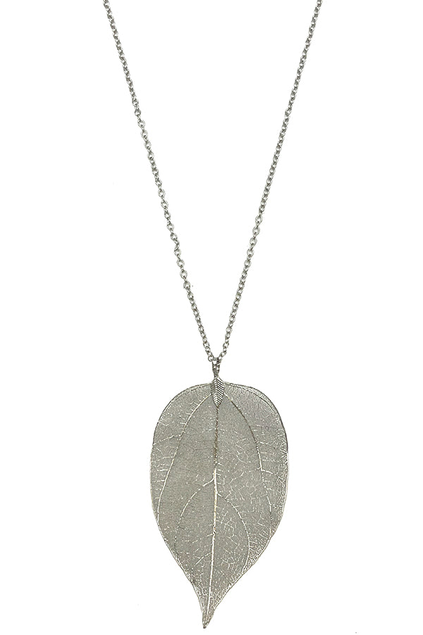 Elongated Leaf Pendant Necklace