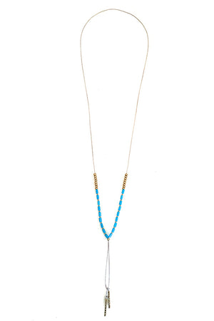 Elongated Thin Bead Bar Pendant Necklace
