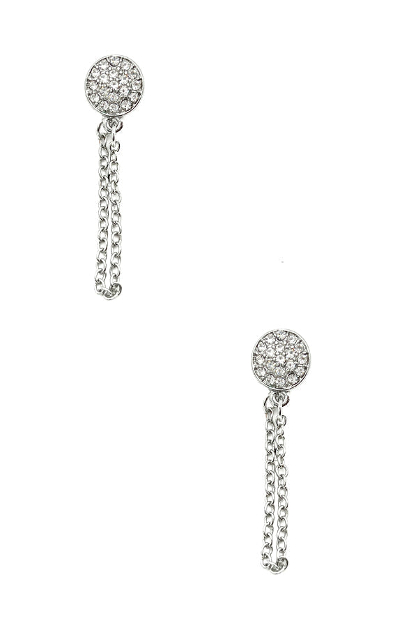 Round Post Drop Chain Earring