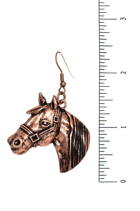 ETCHED HORSE DANGLE EARRING