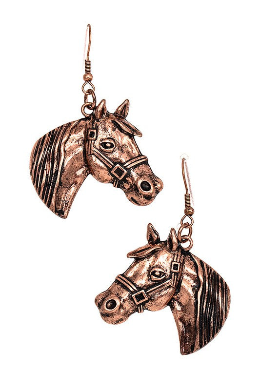 ETCHED HORSE DANGLE EARRING