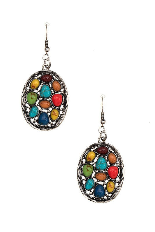 FACETED GEM CUT OUT DANGLE EARRING
