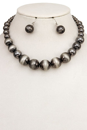 CHUNKY BALL BEAD COLLAR NECKLACE SET