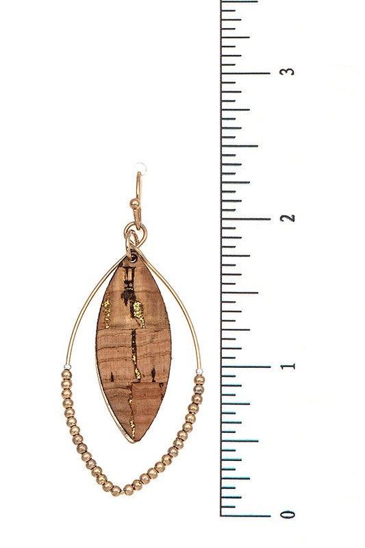 MARQUISE CORK BEAD DANGLE EARRING