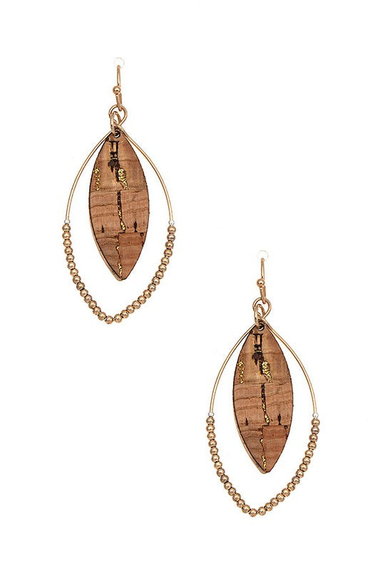 MARQUISE CORK BEAD DANGLE EARRING