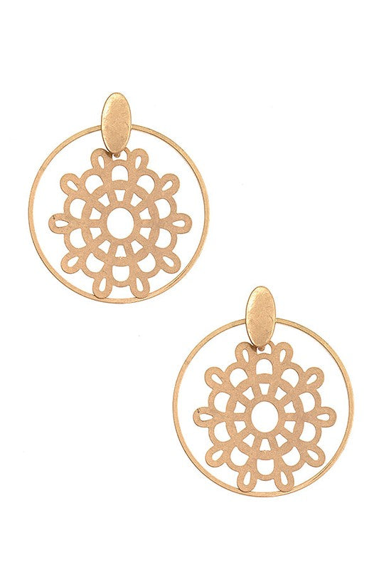 FLORAL CUT OUT DROP EARRING
