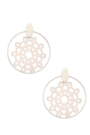 FLORAL CUT OUT DROP EARRING