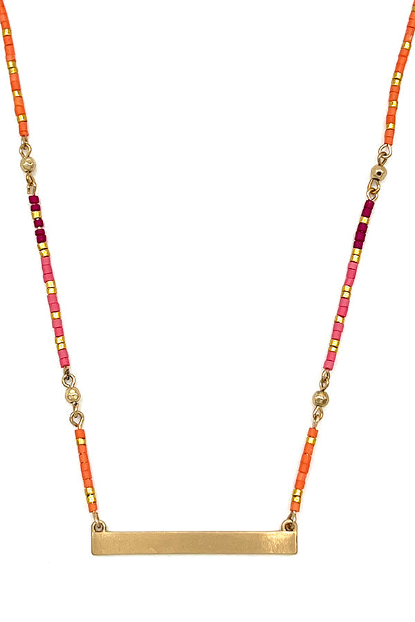 Seed Bead Bar Pendant Necklace