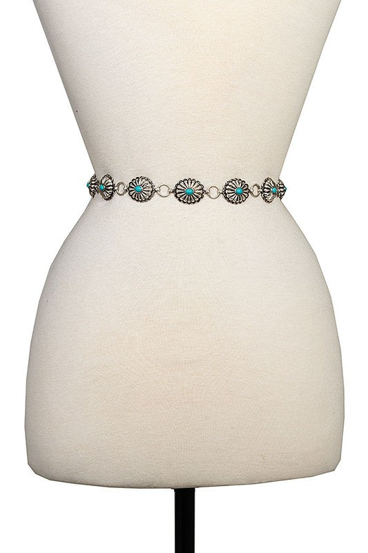 LINE OVAL GEM ACCENT CHAIN BELT