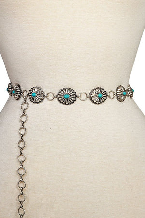 LINE OVAL GEM ACCENT CHAIN BELT