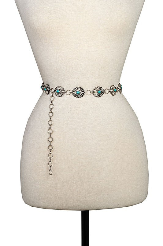 LINE OVAL GEM ACCENT CHAIN BELT