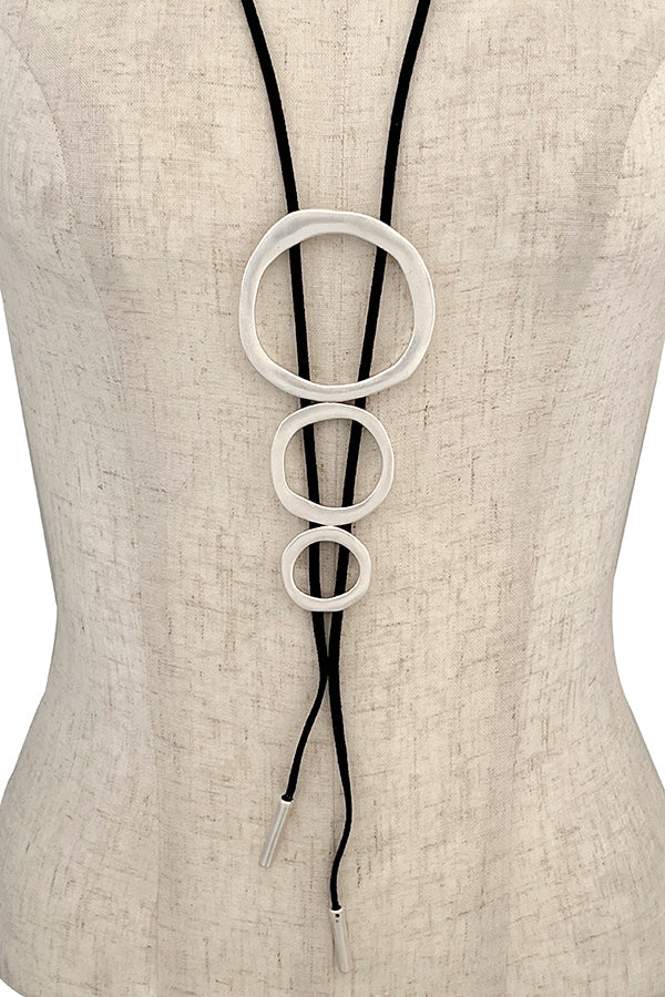 Triple Size Ring Long Cord Necklace