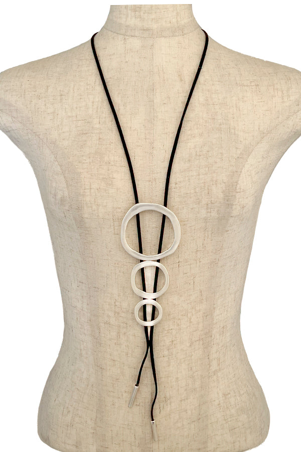 Triple Size Ring Long Cord Necklace