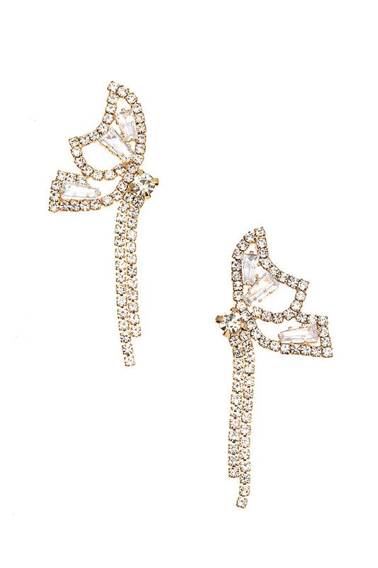 CZ STONE PAVE BUTTERFLY ACCENT EARRING