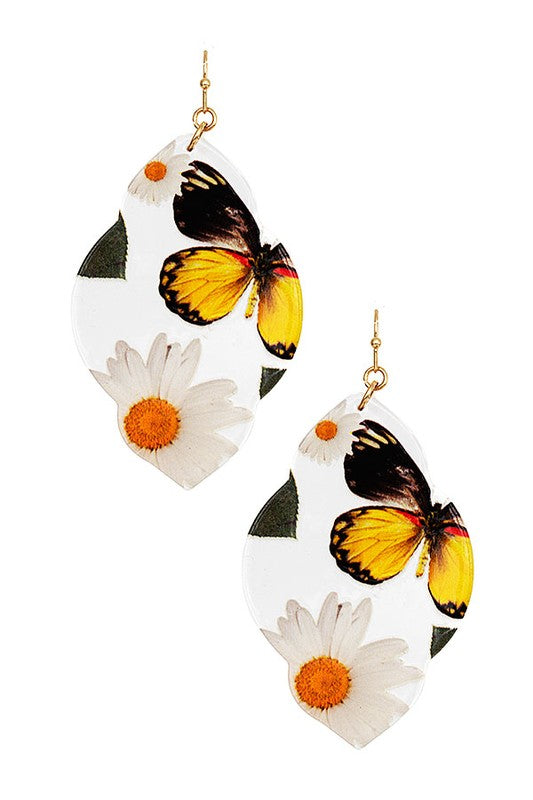 FLORAL MORROCAN SEE THROUGH DANGLE EARRING