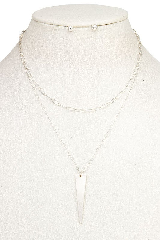 TRIANGLE LAYERED PENDANT NECKLACE SET