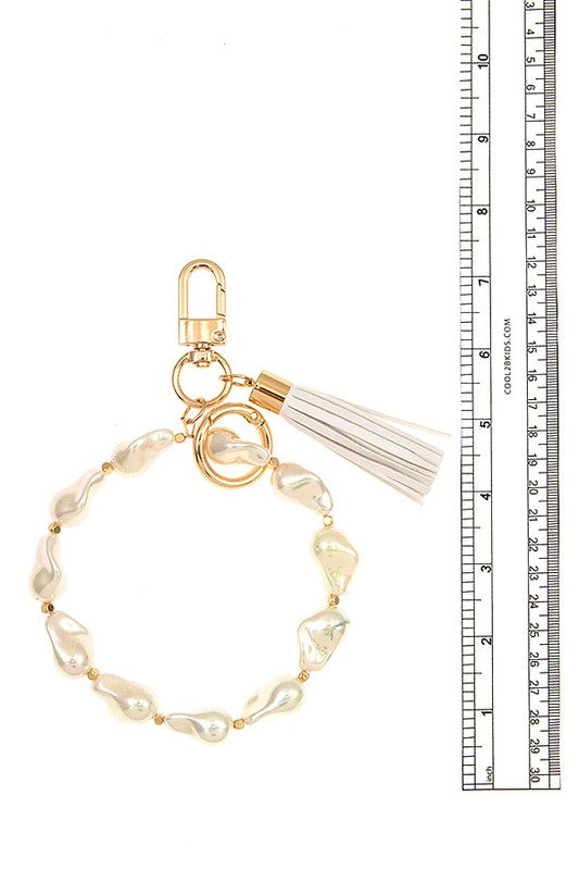 PEARL LINK BEAD TASSEL KEYCHAIN