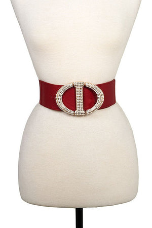 RHINESTONE PAVE BUKCLE ACCENT STRETCH BELT