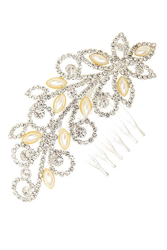 PEARL CRYSTAL GEM PAVE HAIR COMB INSERT