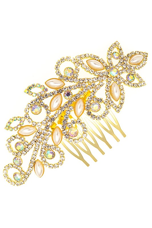 PEARL CRYSTAL GEM PAVE HAIR COMB INSERT