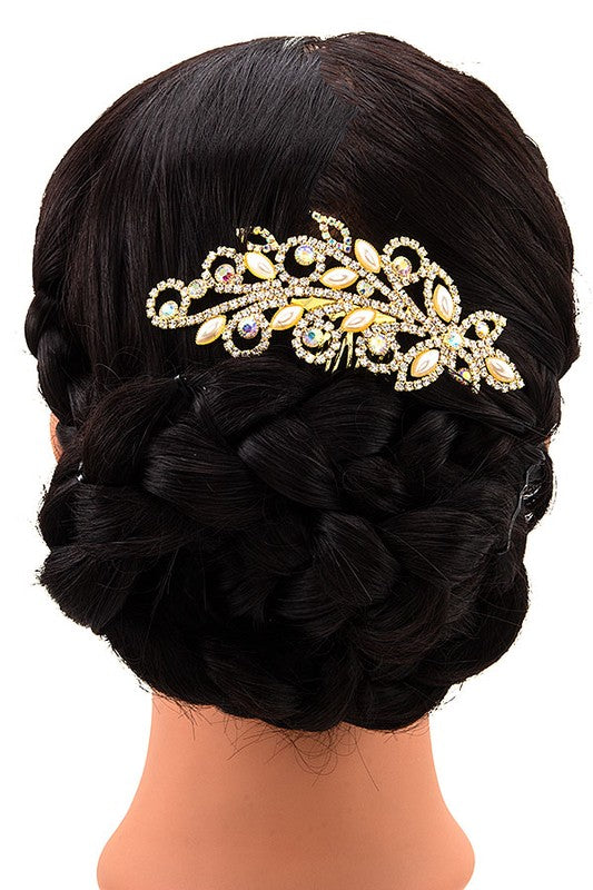 PEARL CRYSTAL GEM PAVE HAIR COMB INSERT