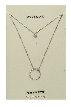Double Row Ring Pendant Necklace