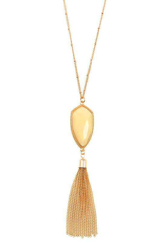 Elongated Arrowhead Pendant Tassel Necklace Set