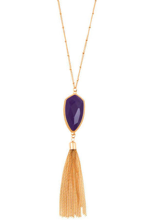 Elongated Arrowhead Pendant Tassel Necklace Set