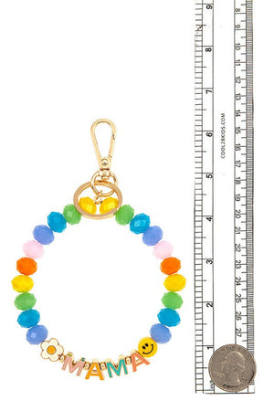 FACETED GLASS BEAD MAMA KEYCHAIN