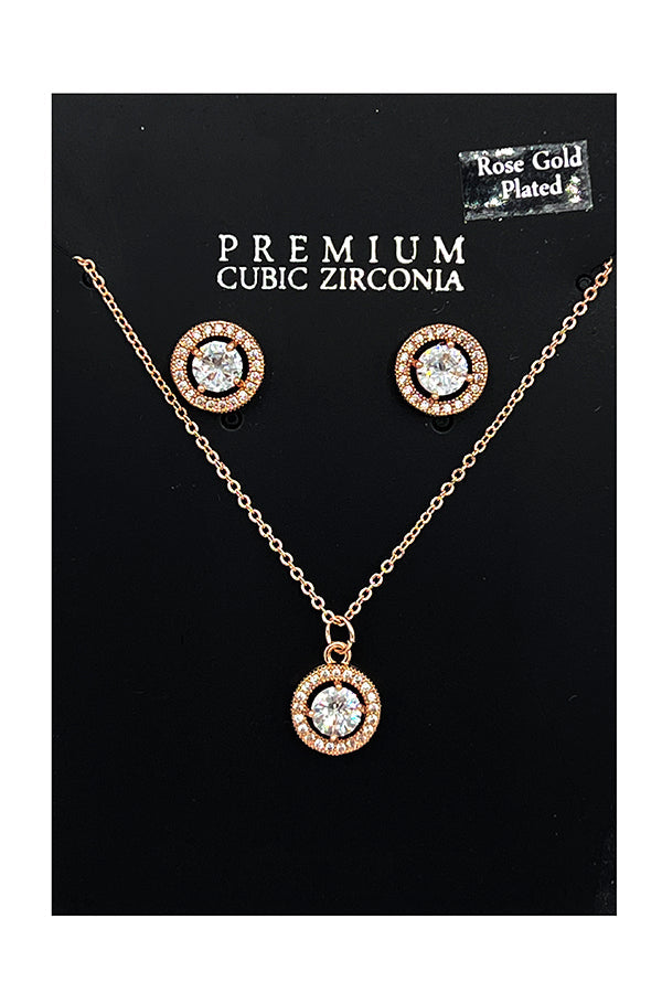 Round Cubic Zirconia Pendant Necklace