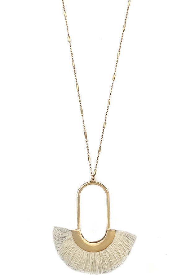 Oval Fringe Tassle Long Necklace Set