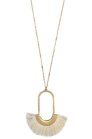 Oval Fringe Tassle Long Necklace Set