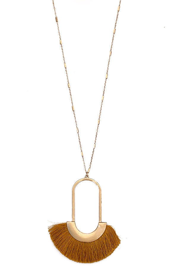 Oval Fringe Tassle Long Necklace Set