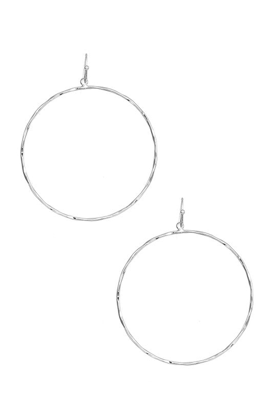 HAMMERED LARGE ROUND DANGLE EARRING