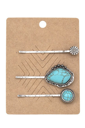 TQ GEM FRAMED STONE HAIR PIN SET