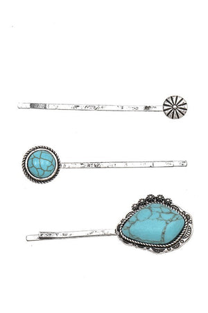 TQ GEM FRAMED STONE HAIR PIN SET