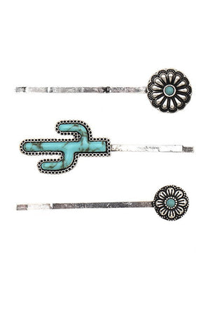 CACTUS WESTERN GEM HAIR PIN SET